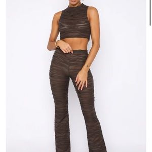 White Fox Coord Set- pushing through crop top and it’s settled pants